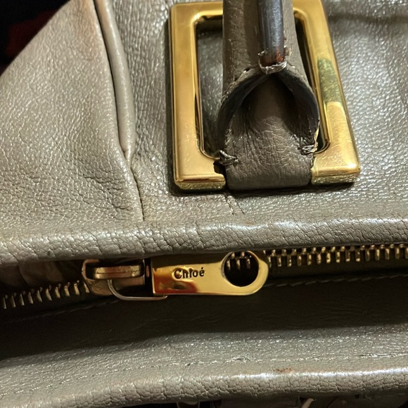 Chloe Taupe Brown Shoulder Bag with Gold Accents - Picture 12 of 14